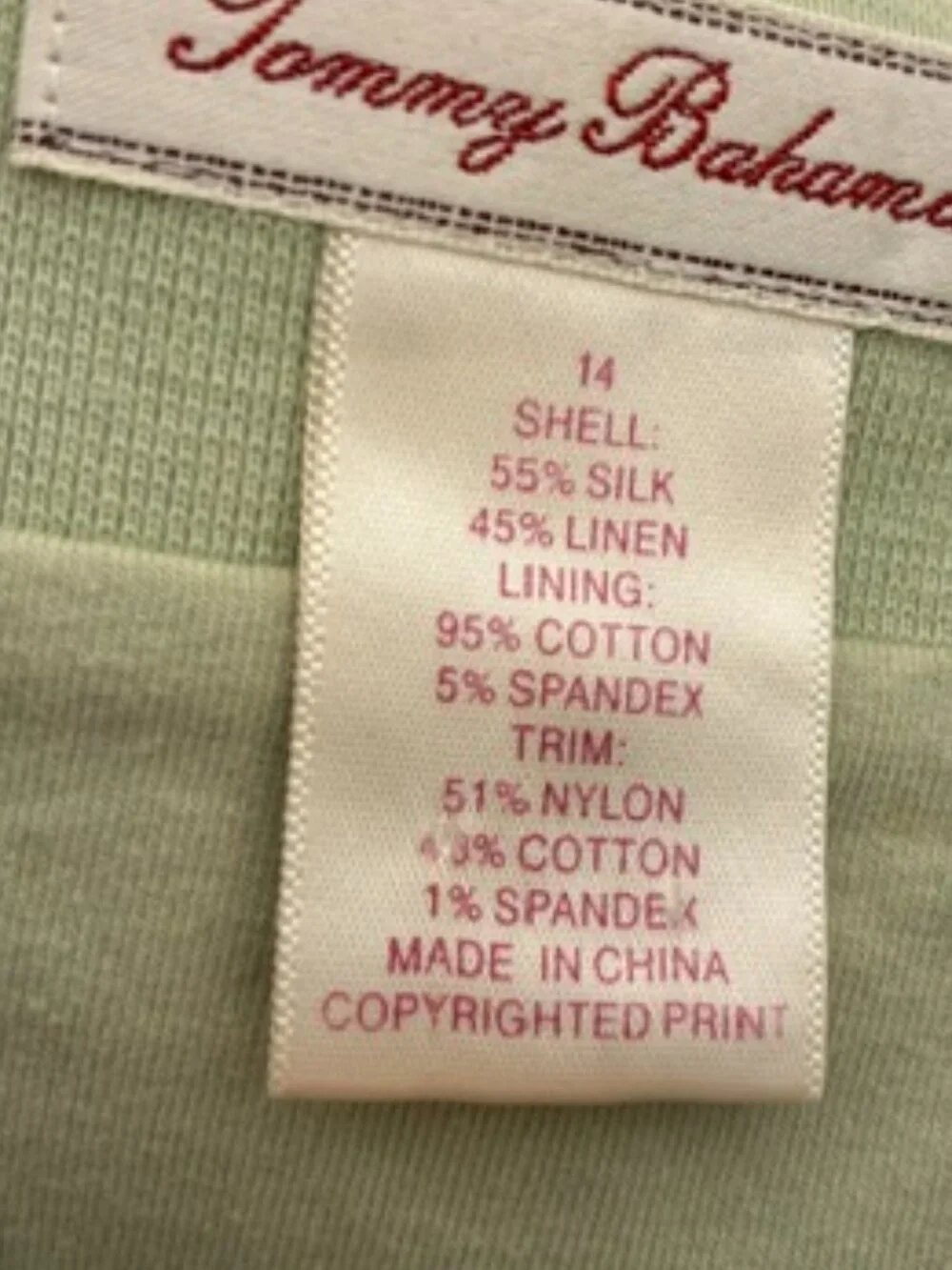 Tommy Bahama silk/linen size 14 dress, great condition